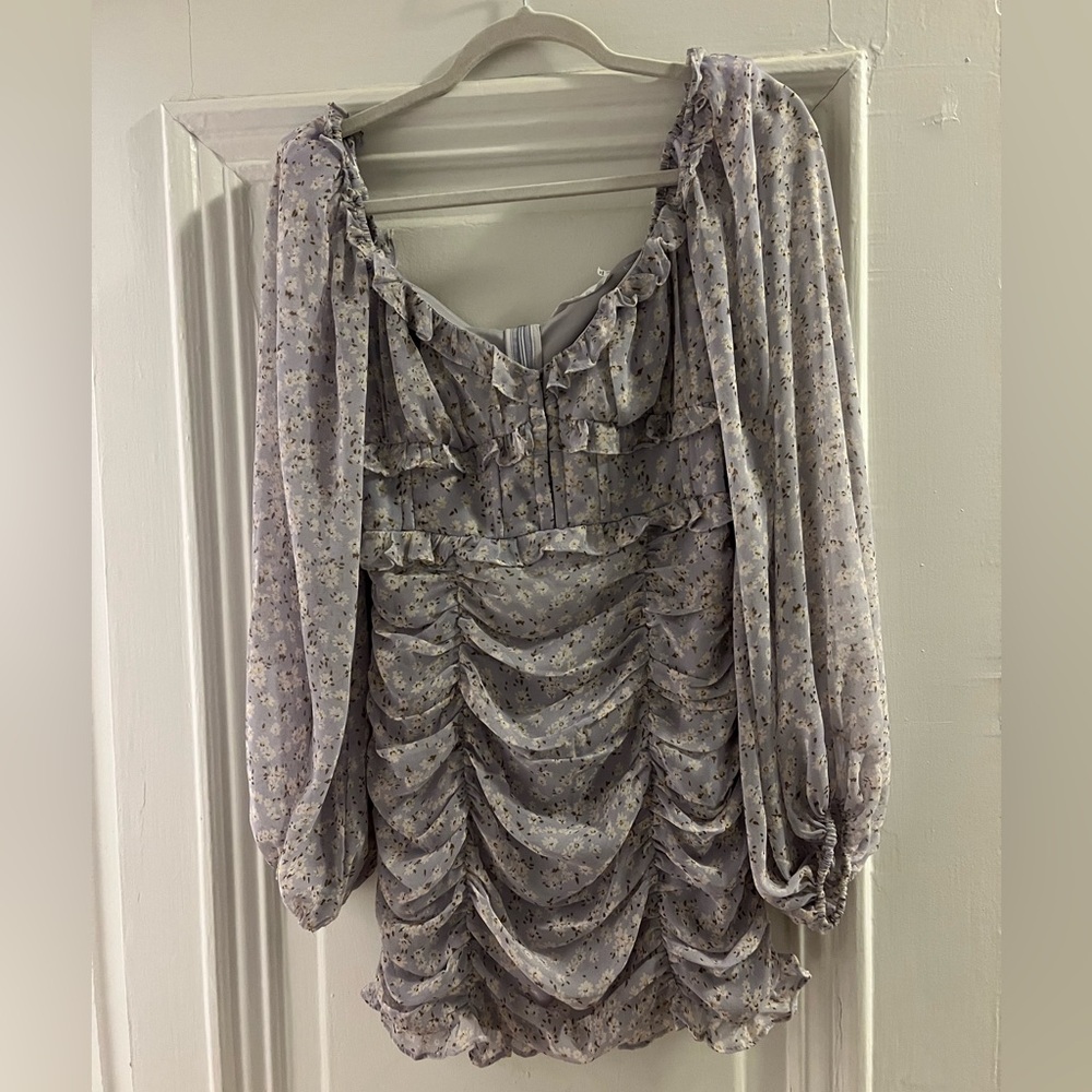 Astr Long Sleeve Floral Dress in Light Purple